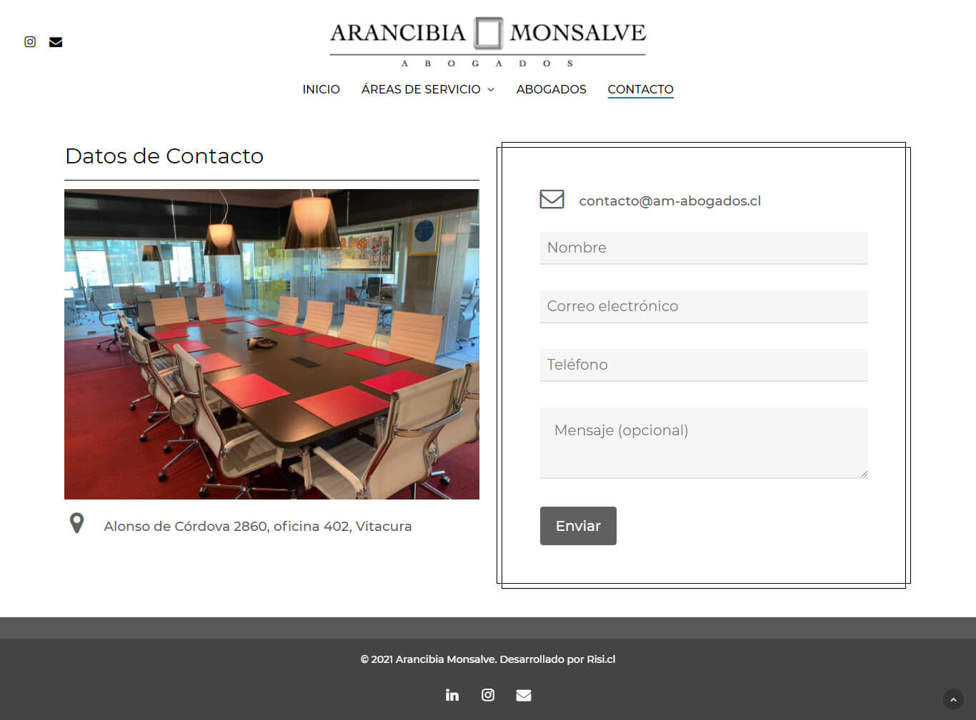 Arancibia Monsalve Abogados sitio web desarrollado por Risi.cl