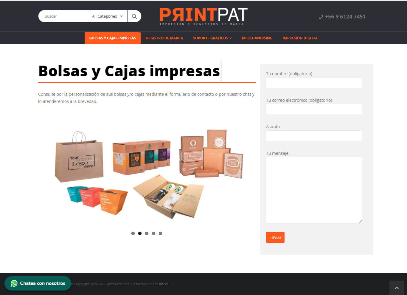 PrintPat sitio web desarrollado con Wordpress
