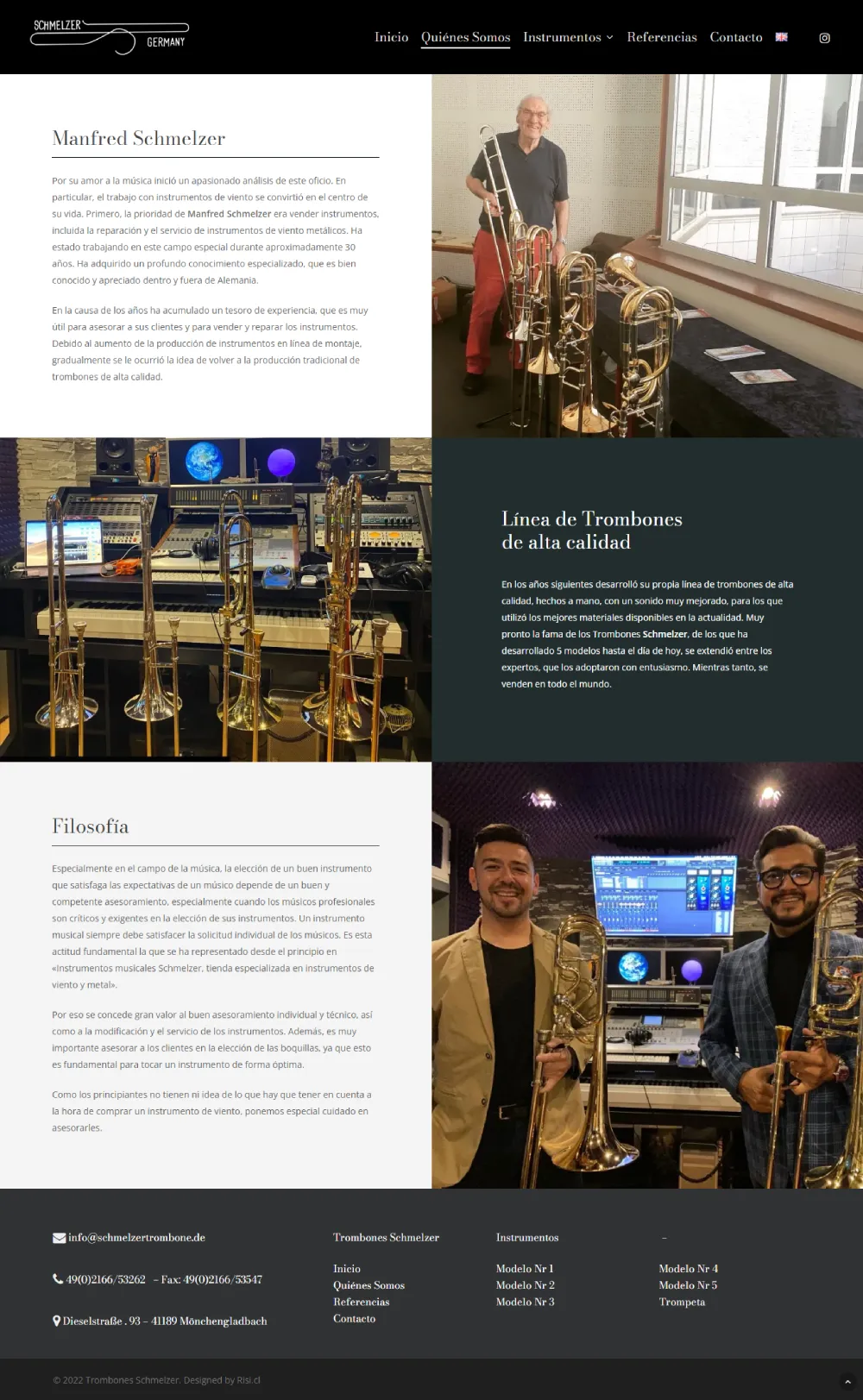 Schmelzer Trombone - sitio web desarrollado por Risi.cl